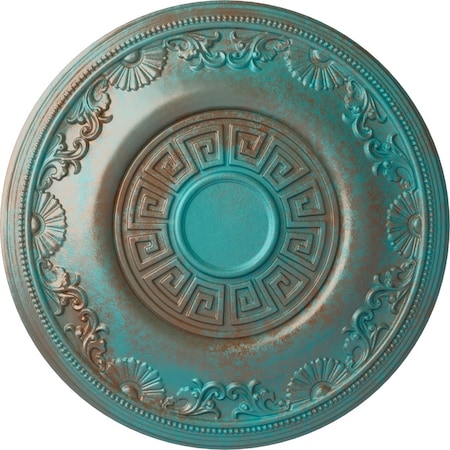 Ekena Millwork Nestor Ceiling Medallion (Fits Canopies up to 5"), 25 7/8"OD x 2 1/4"P, Copper Green Patina CM25NECGS